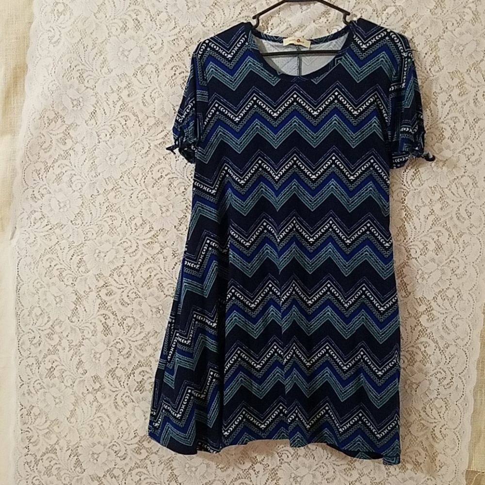 Wishful park  dress, multi  blues and white